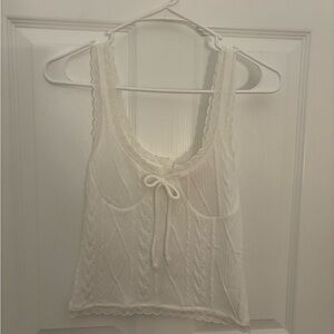 White Lace Knit Tank Top
